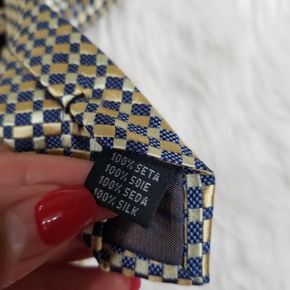 VALERIO GARATI New!!  Gold and Blue Silk Tie, 100% Silk. - Picture 10 of 10
